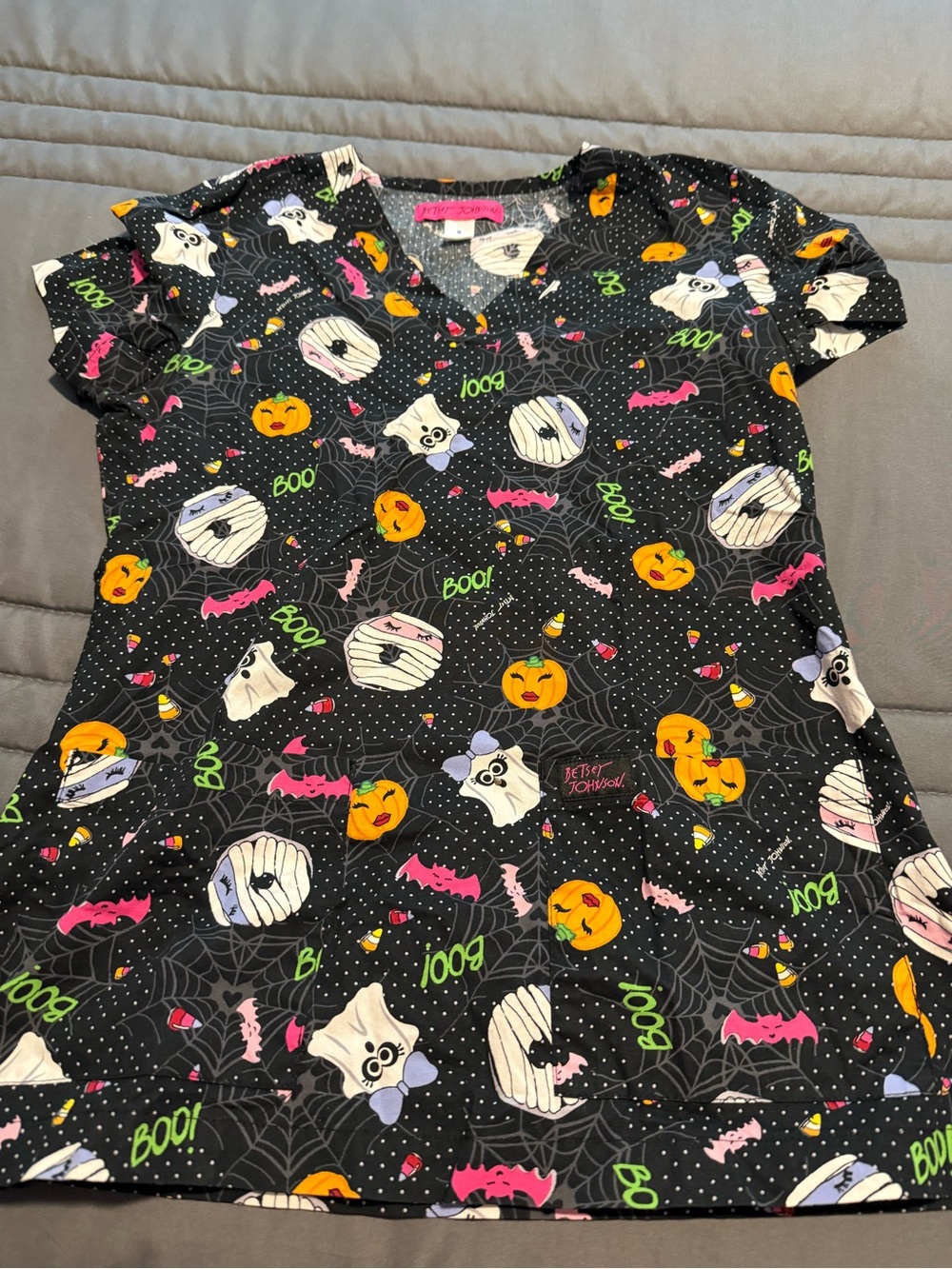 Betsey Johnson Black Halloween Tunic with Orange, Pink, Purple & Green Accents